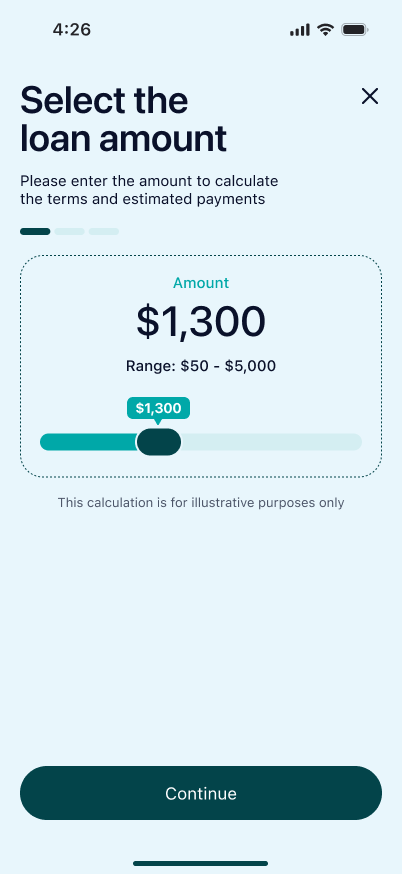 Loan amount entry screen in Tryarro: Borrow Money Fast